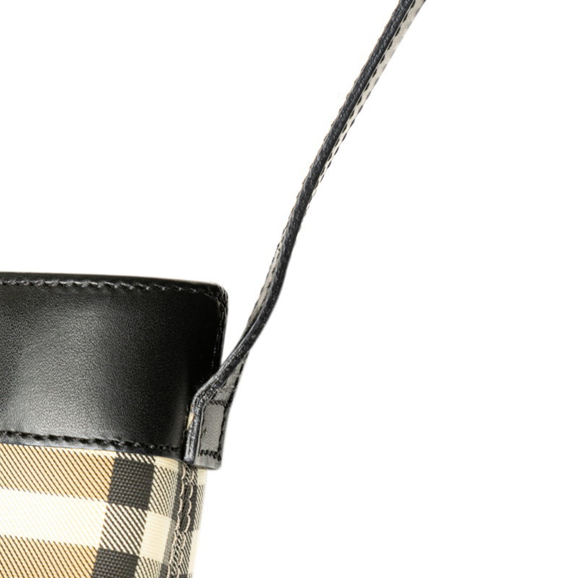 Burberry Nova Check Handbag Bag Beige Black PVC Leather Women's BURBERRY