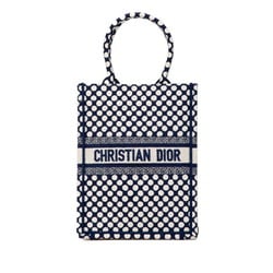 Christian Dior Dior Limited Edition Capsule Collection Blue Dot Handbag Tote Bag 50-MA-0270 Navy White Jacquard Women's