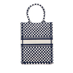 Christian Dior Dior Limited Edition Capsule Collection Blue Dot Handbag Tote Bag 50-MA-0270 Navy White Jacquard Women's