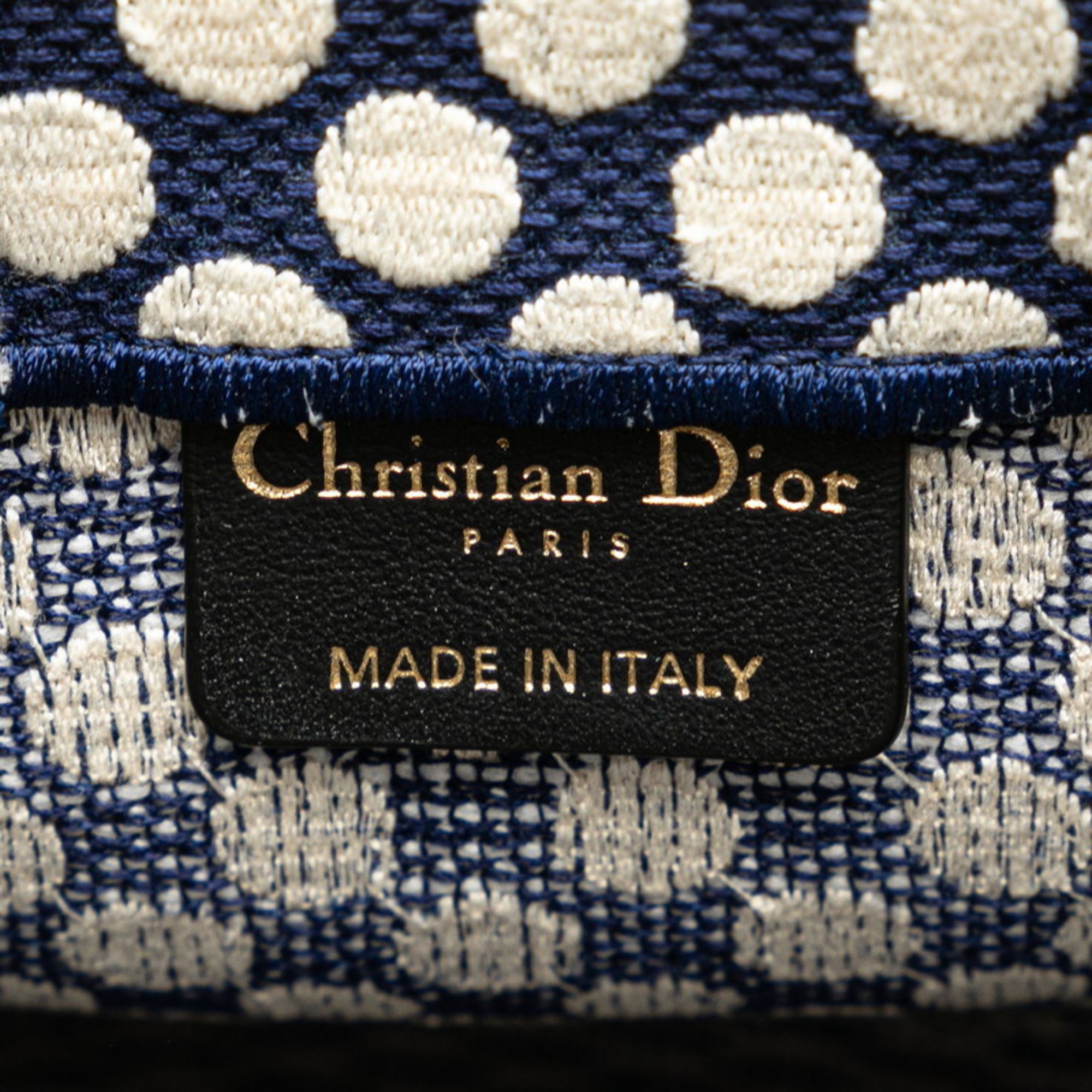 Christian Dior Dior Limited Edition Capsule Collection Blue Dot Handbag Tote Bag 50-MA-0270 Navy White Jacquard Women's