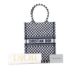 Christian Dior Dior Limited Edition Capsule Collection Blue Dot Handbag Tote Bag 50-MA-0270 Navy White Jacquard Women's