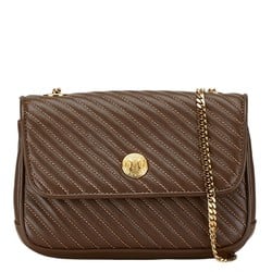 Celine quilted chain shoulder bag brown leather women's CELINE