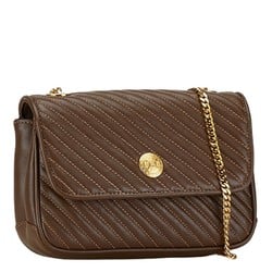 Celine quilted chain shoulder bag brown leather women's CELINE