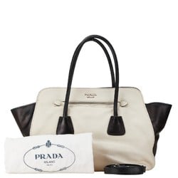 Prada Handbag Shoulder Bag BN2611 White Black Leather Women's PRADA