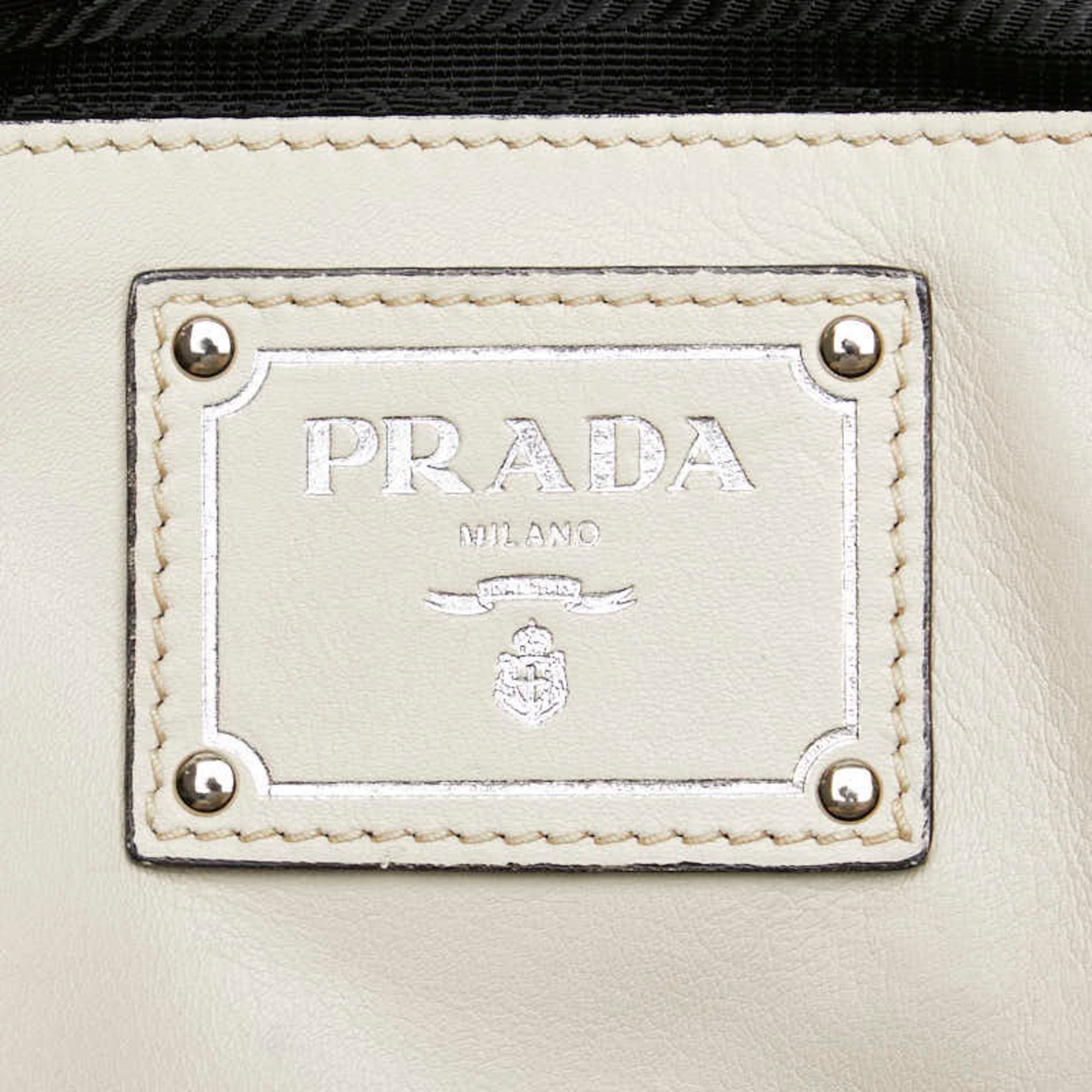 Prada Handbag Shoulder Bag BN2611 White Black Leather Women's PRADA