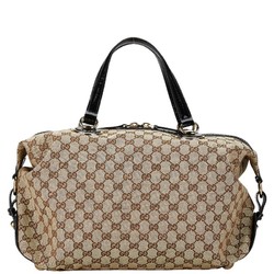 Gucci GG Canvas Tote Bag 203530 Beige Black Leather Women's GUCCI