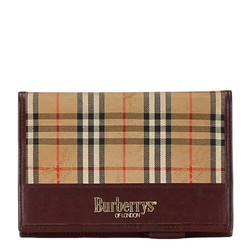 Burberry Nova Check Shadow Horse Notebook Beige Brown Wine Red Canvas Leather Women's BURBERRY