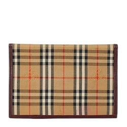 Burberry Nova Check Shadow Horse Notebook Beige Brown Wine Red Canvas Leather Women's BURBERRY