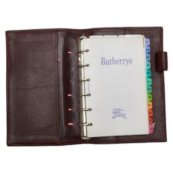 Burberry Nova Check Shadow Horse Notebook Beige Brown Wine Red Canvas Leather Women's BURBERRY