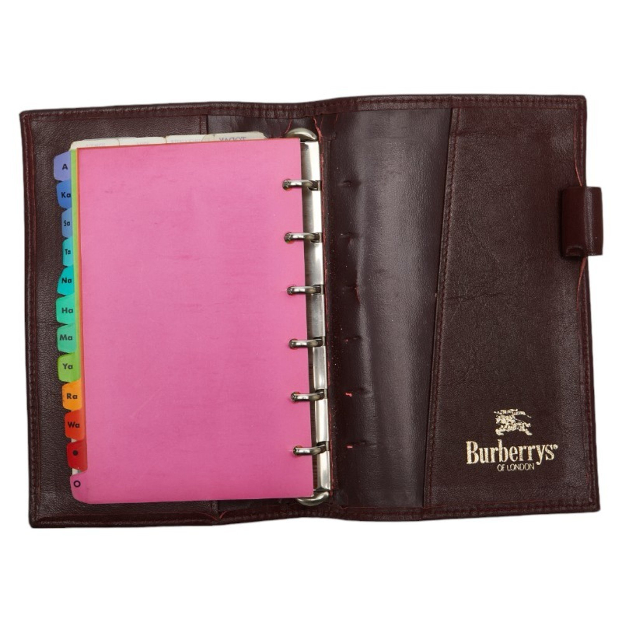 Burberry Nova Check Shadow Horse Notebook Beige Brown Wine Red Canvas Leather Women's BURBERRY