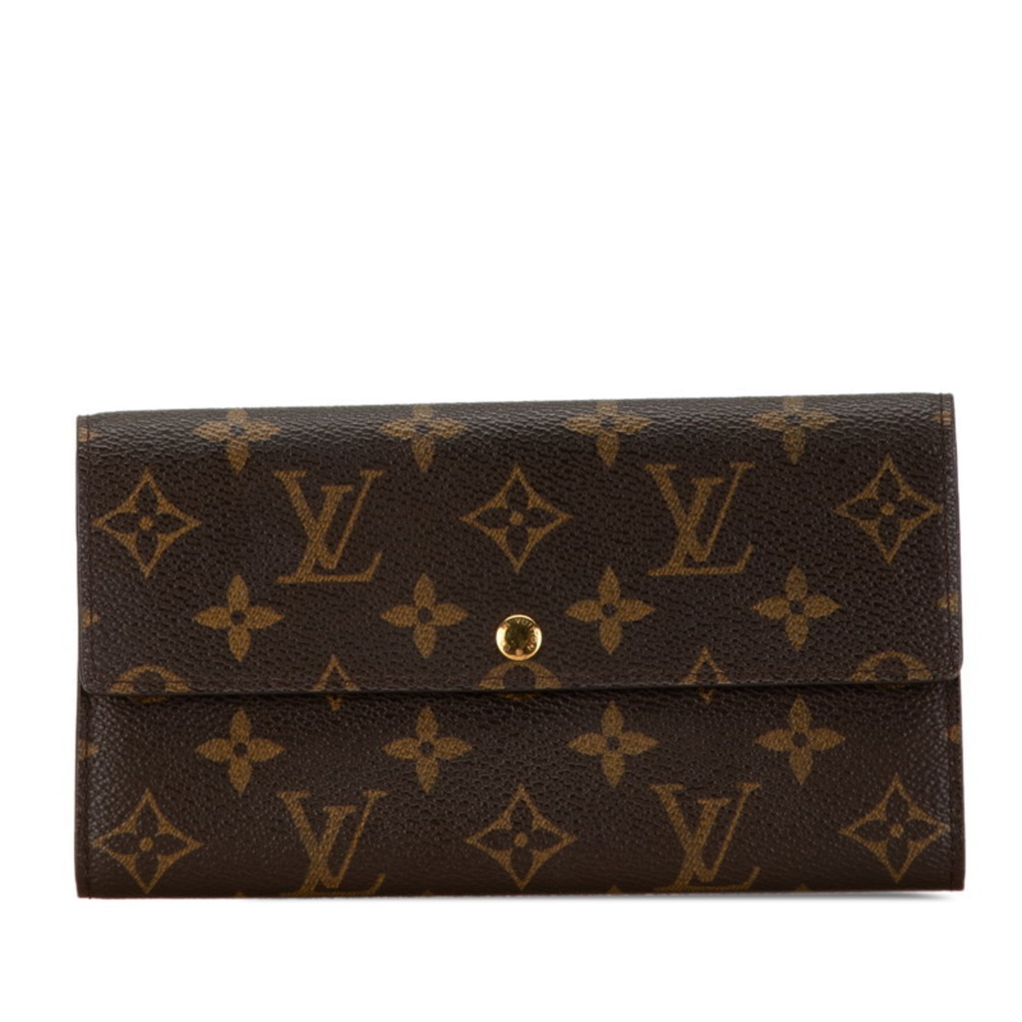 Louis Vuitton Monogram Pochette Porte Monnaie Credit Long Wallet M61725 Brown PVC Leather Women's LOUIS VUITTON