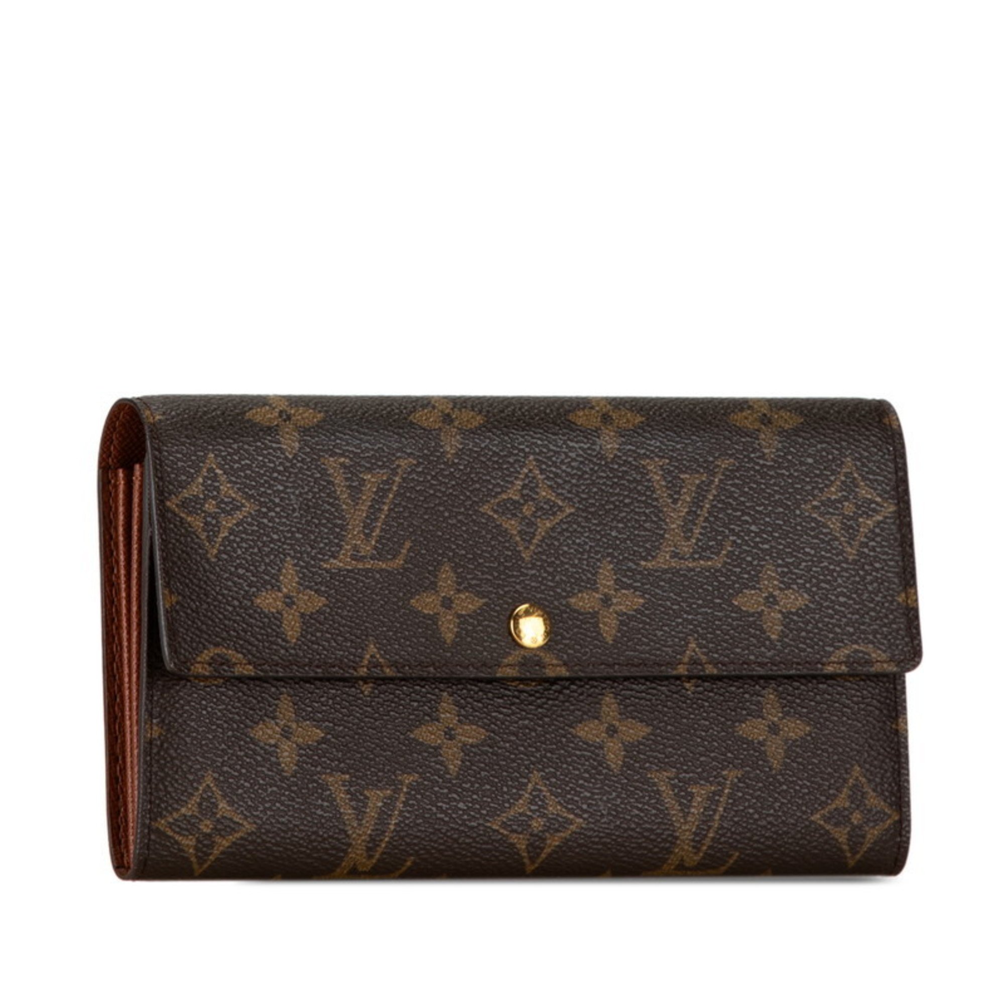 Louis Vuitton Monogram Pochette Porte Monnaie Credit Long Wallet M61725 Brown PVC Leather Women's LOUIS VUITTON