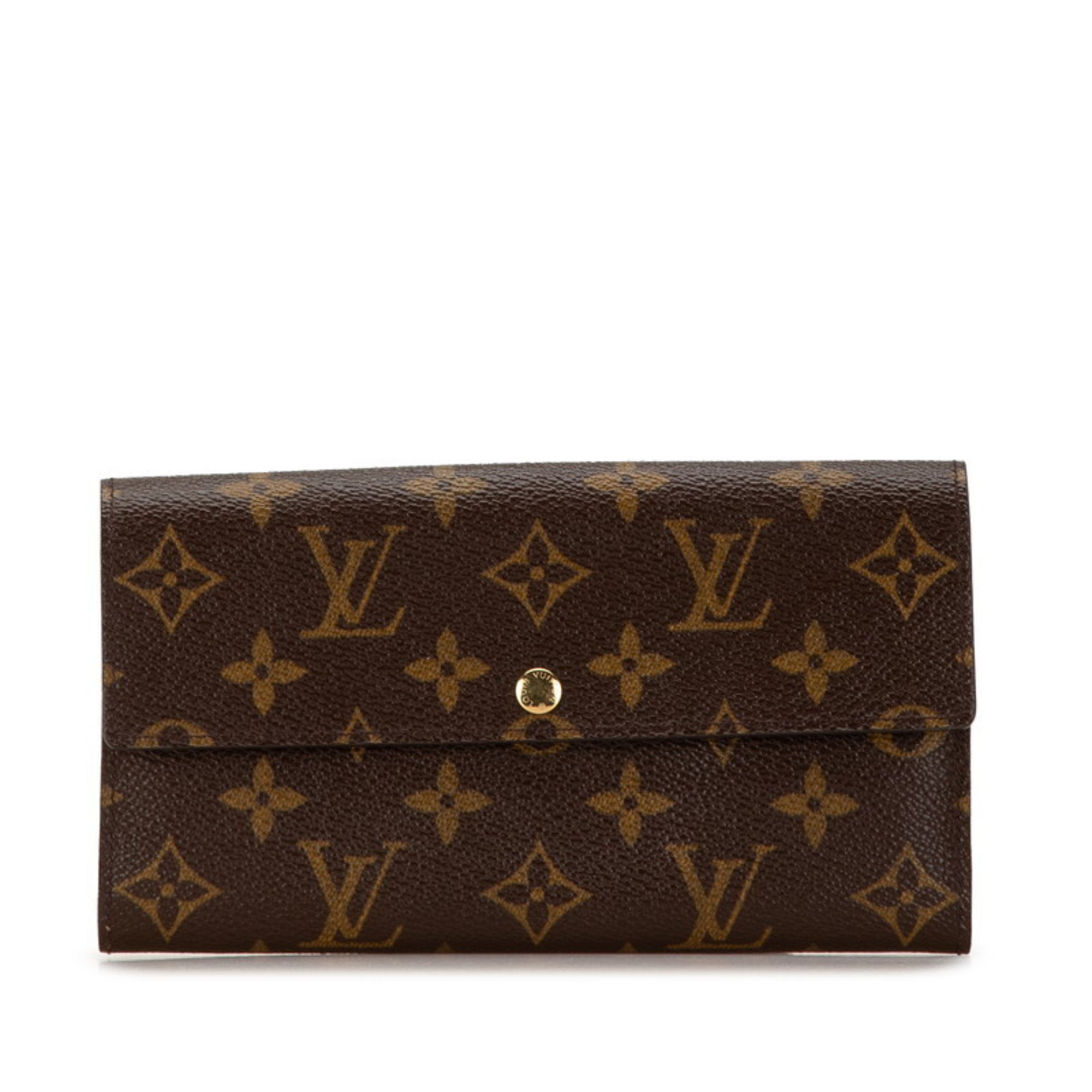 Louis Vuitton Monogram Pochette Porte Monnaie Credit Long Wallet M61725 Brown PVC Leather Women's LOUIS VUITTON