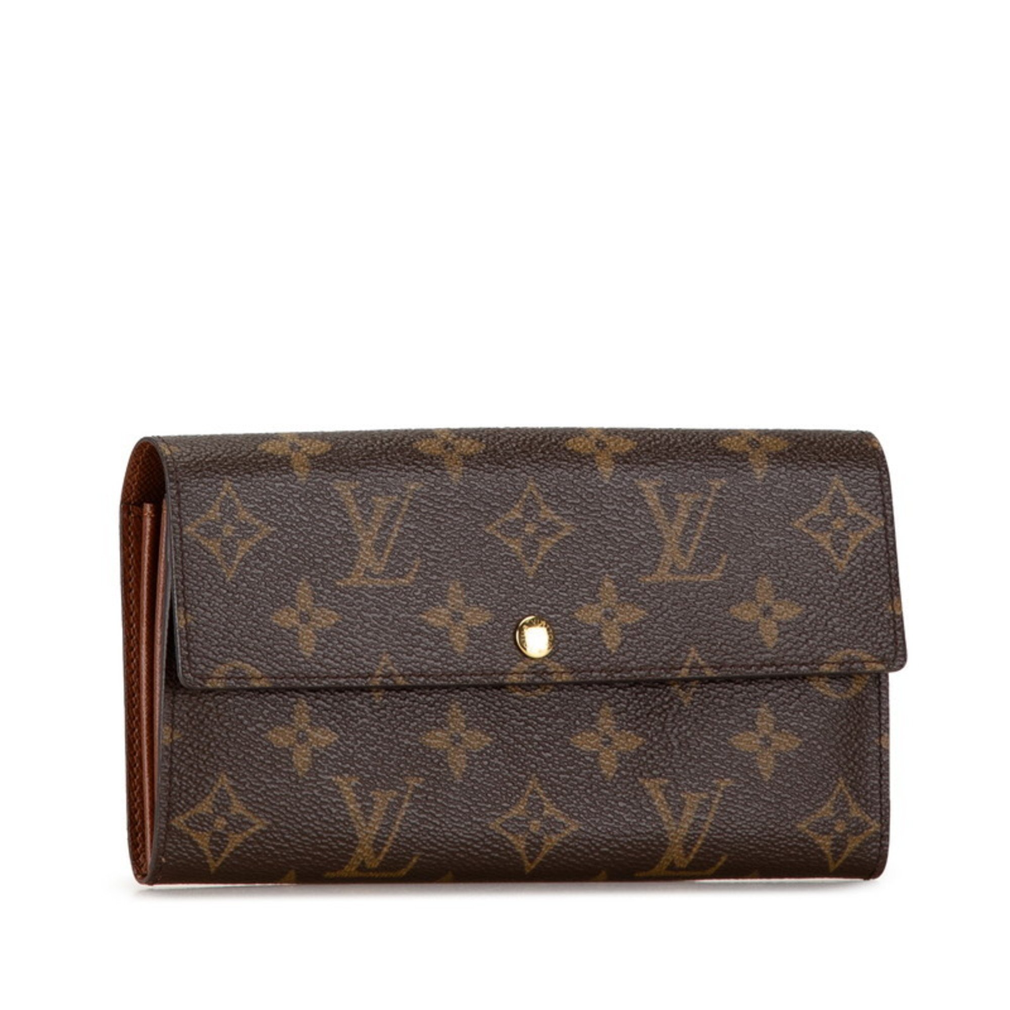 Louis Vuitton Monogram Pochette Porte Monnaie Credit Long Wallet M61725 Brown PVC Leather Women's LOUIS VUITTON