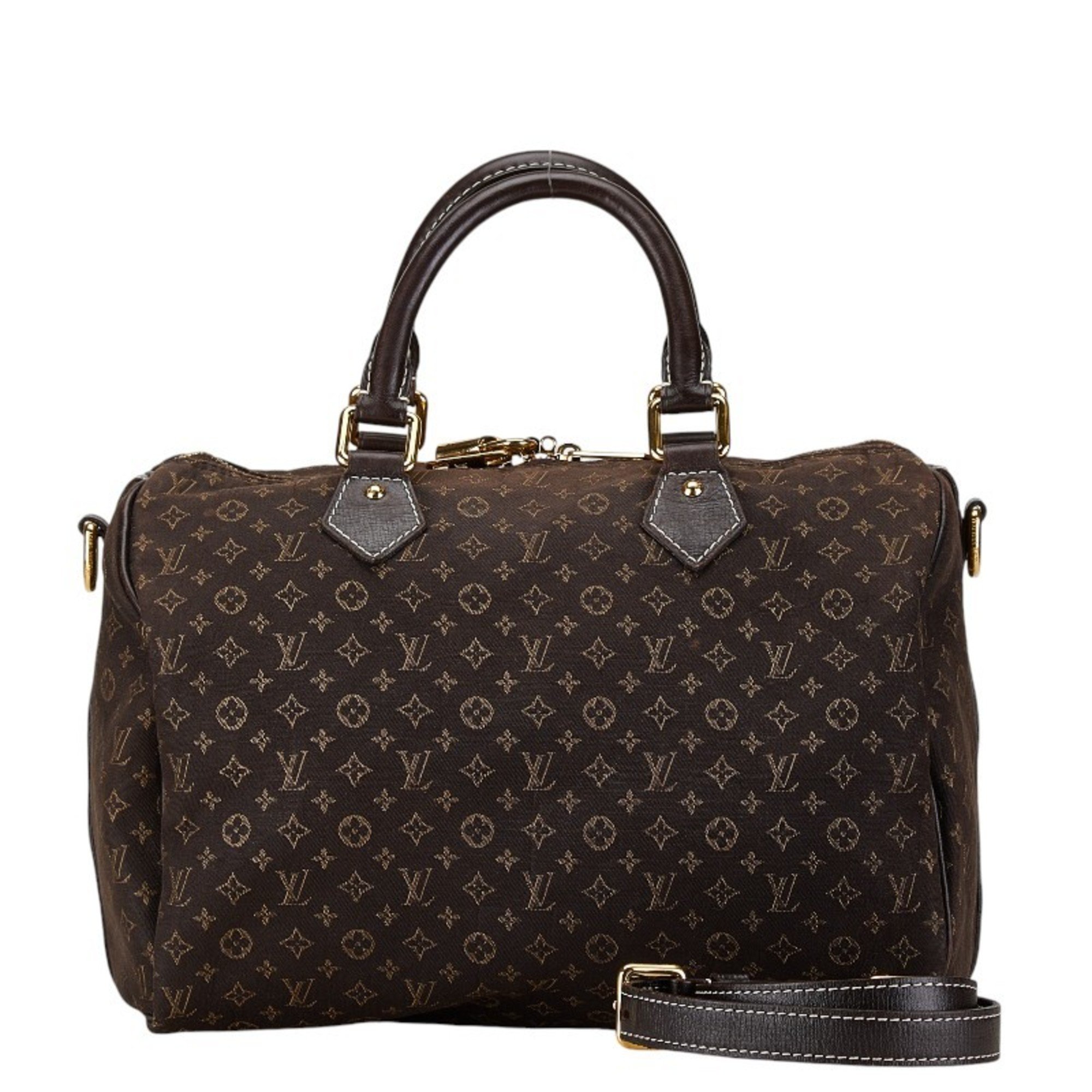 Louis Vuitton Monogram Run Speedy 30 Handbag Boston Bag M95224 Ebene Brown Canvas Leather Women's LOUIS VUITTON