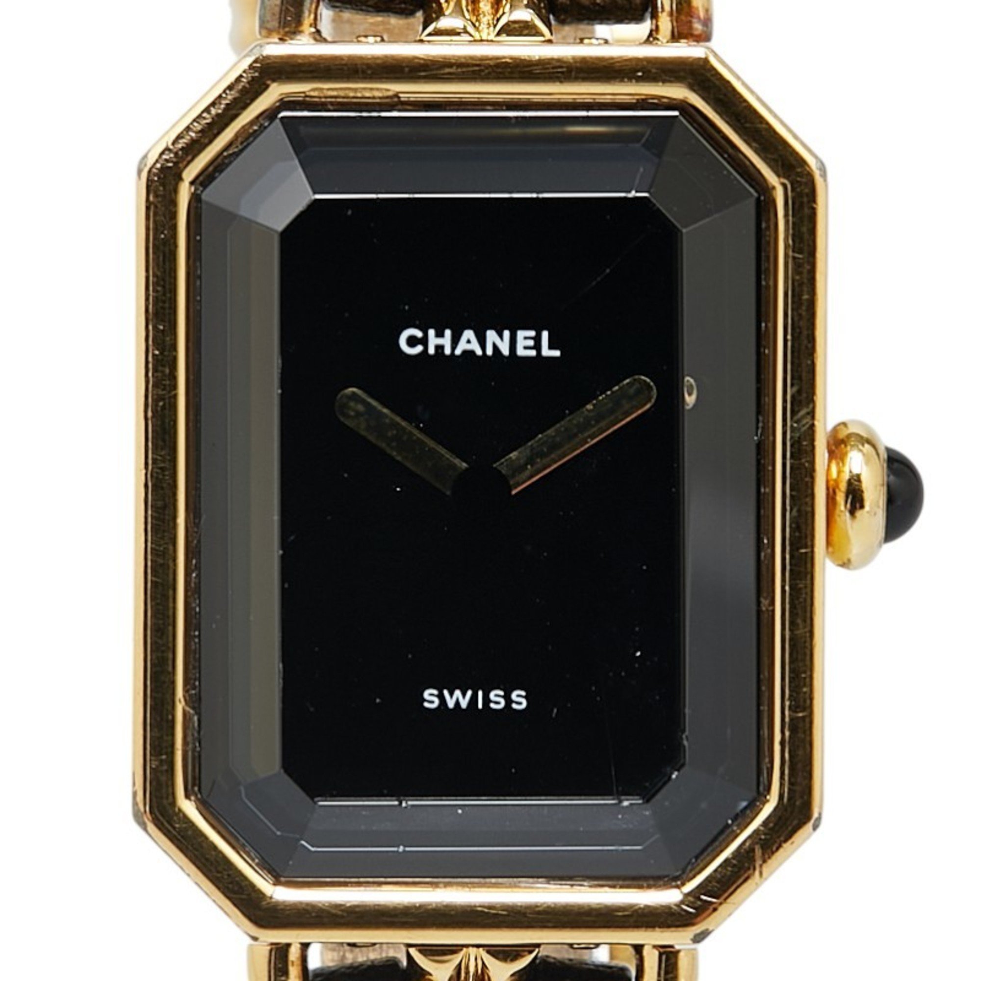 Chanel Premiere Watch Size: M H0001 Quartz Black Dial Plated Leather Women's CHANEL