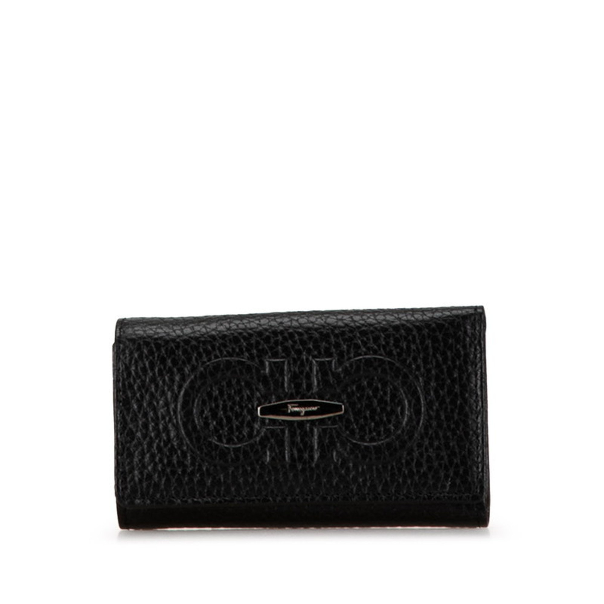 Salvatore Ferragamo Gancini Key Case Black Leather Women's