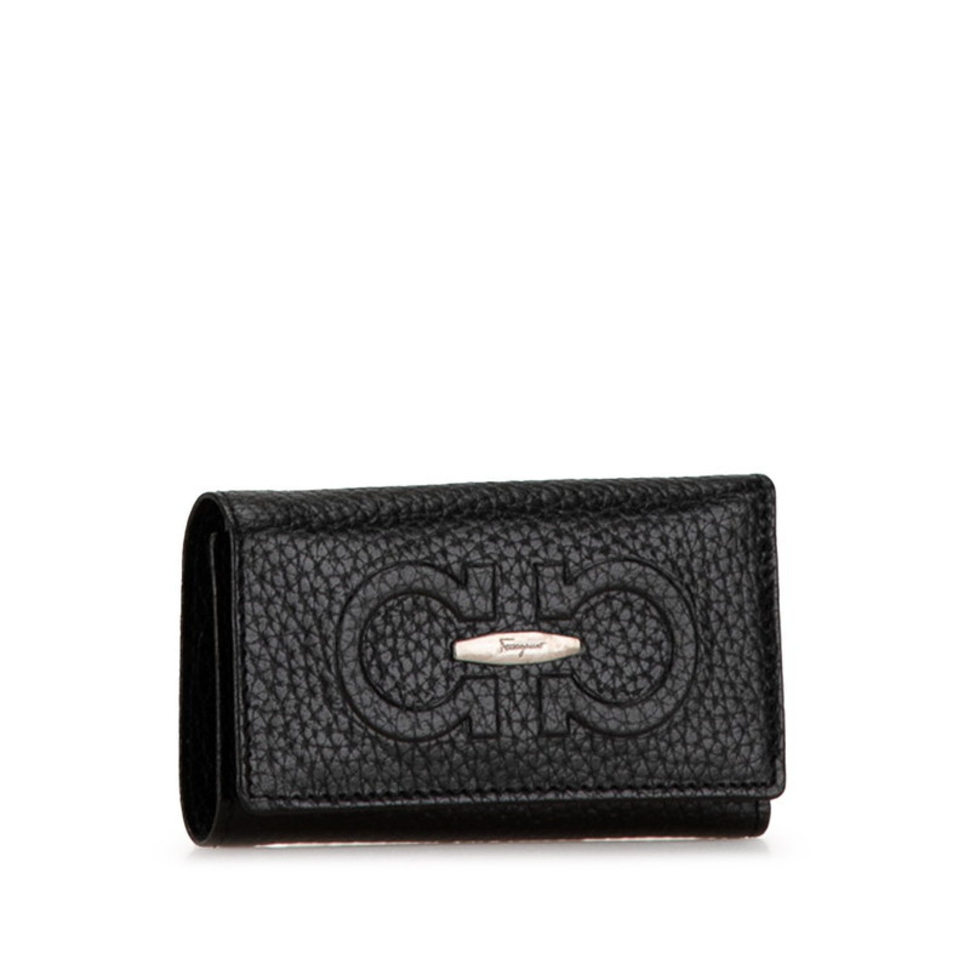 Salvatore Ferragamo Gancini Key Case Black Leather Women's