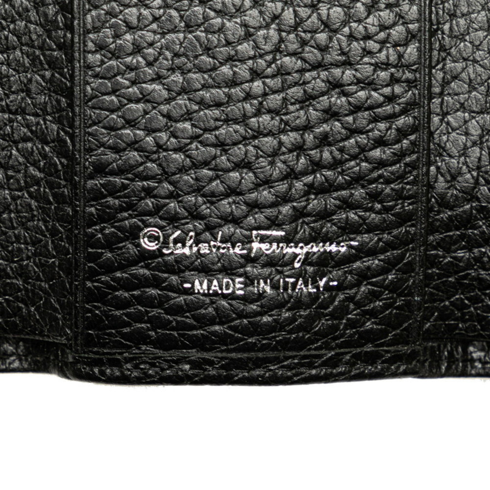 Salvatore Ferragamo Gancini Key Case Black Leather Women's