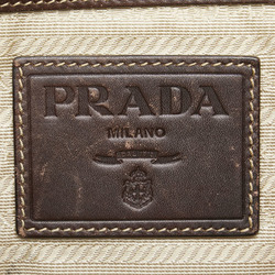 Prada Jacquard Tote Bag Shoulder Brown Canvas Leather Women's PRADA