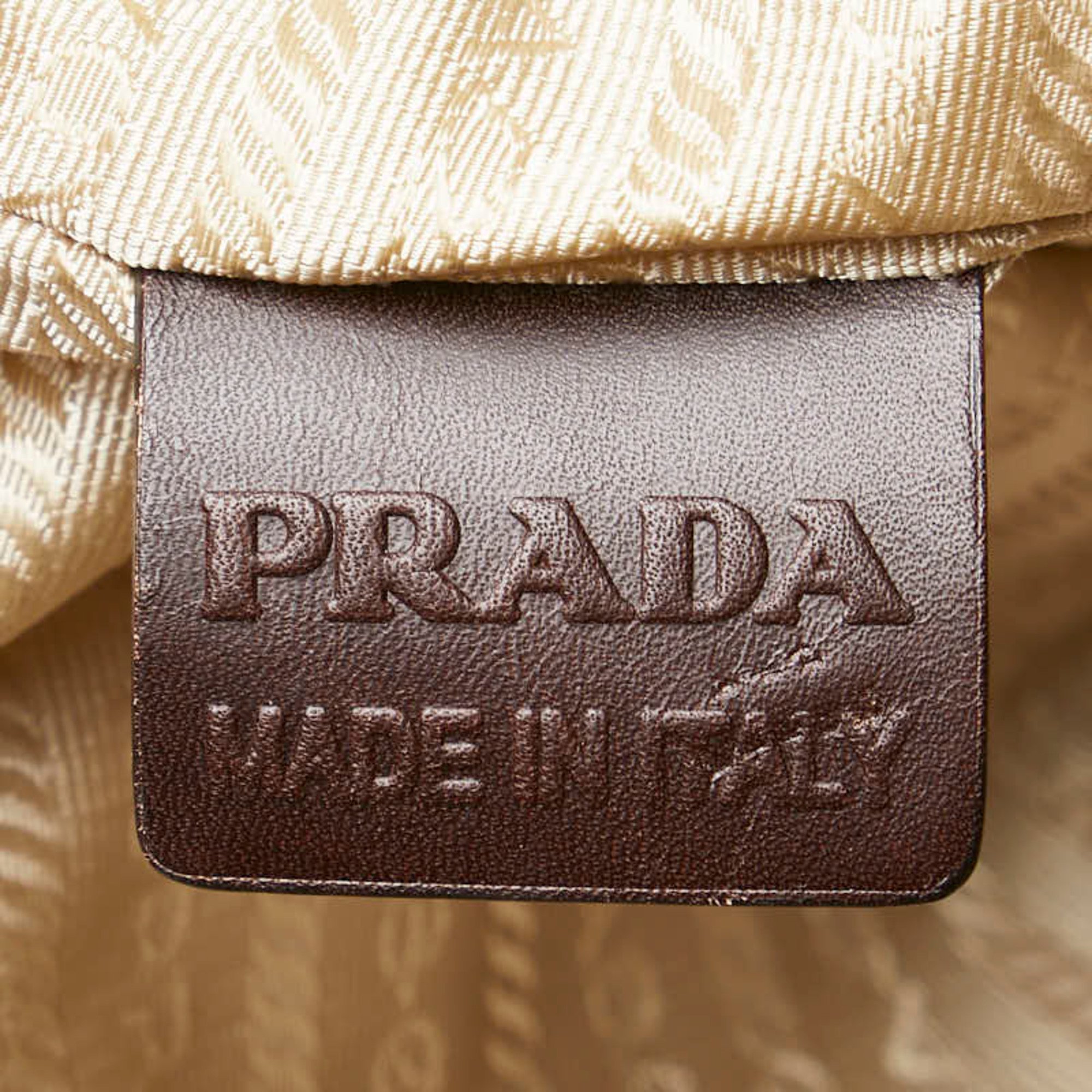 Prada Jacquard Tote Bag Shoulder Brown Canvas Leather Women's PRADA