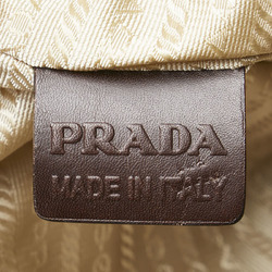 Prada Jacquard Tote Bag Shoulder Brown Canvas Leather Women's PRADA