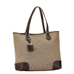 Prada Jacquard Tote Bag Shoulder Brown Canvas Leather Women's PRADA