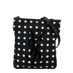 Saint Laurent Dot Polka Shoulder Bag Black White Canvas Leather Women's SAINT LAURENT