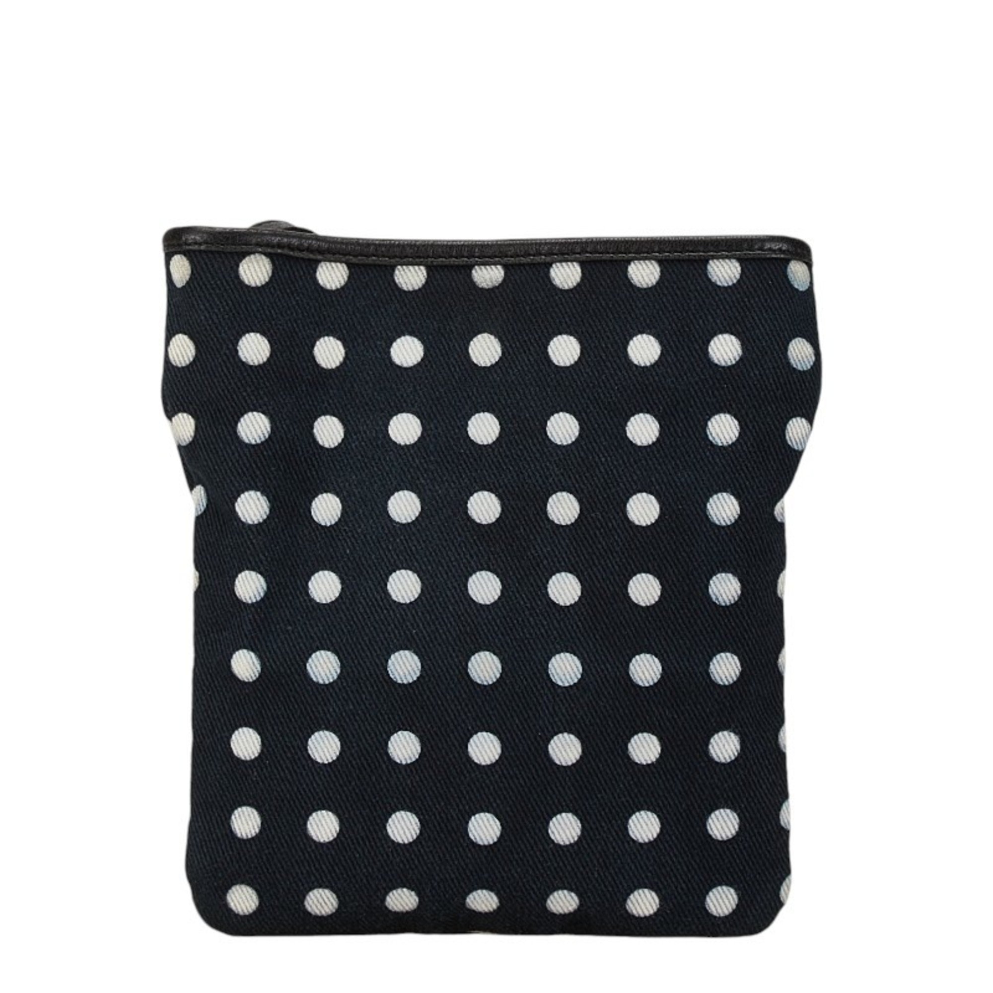 Saint Laurent Dot Polka Shoulder Bag Black White Canvas Leather Women's SAINT LAURENT