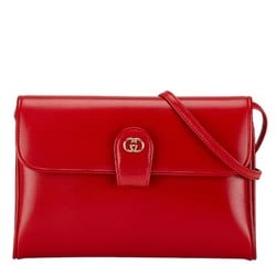 GUCCI Old Gucci Shoulder Bag 004 056 0002 Red Leather Women's