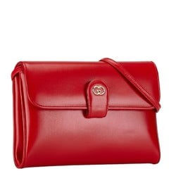 GUCCI Old Gucci Shoulder Bag 004 056 0002 Red Leather Women's