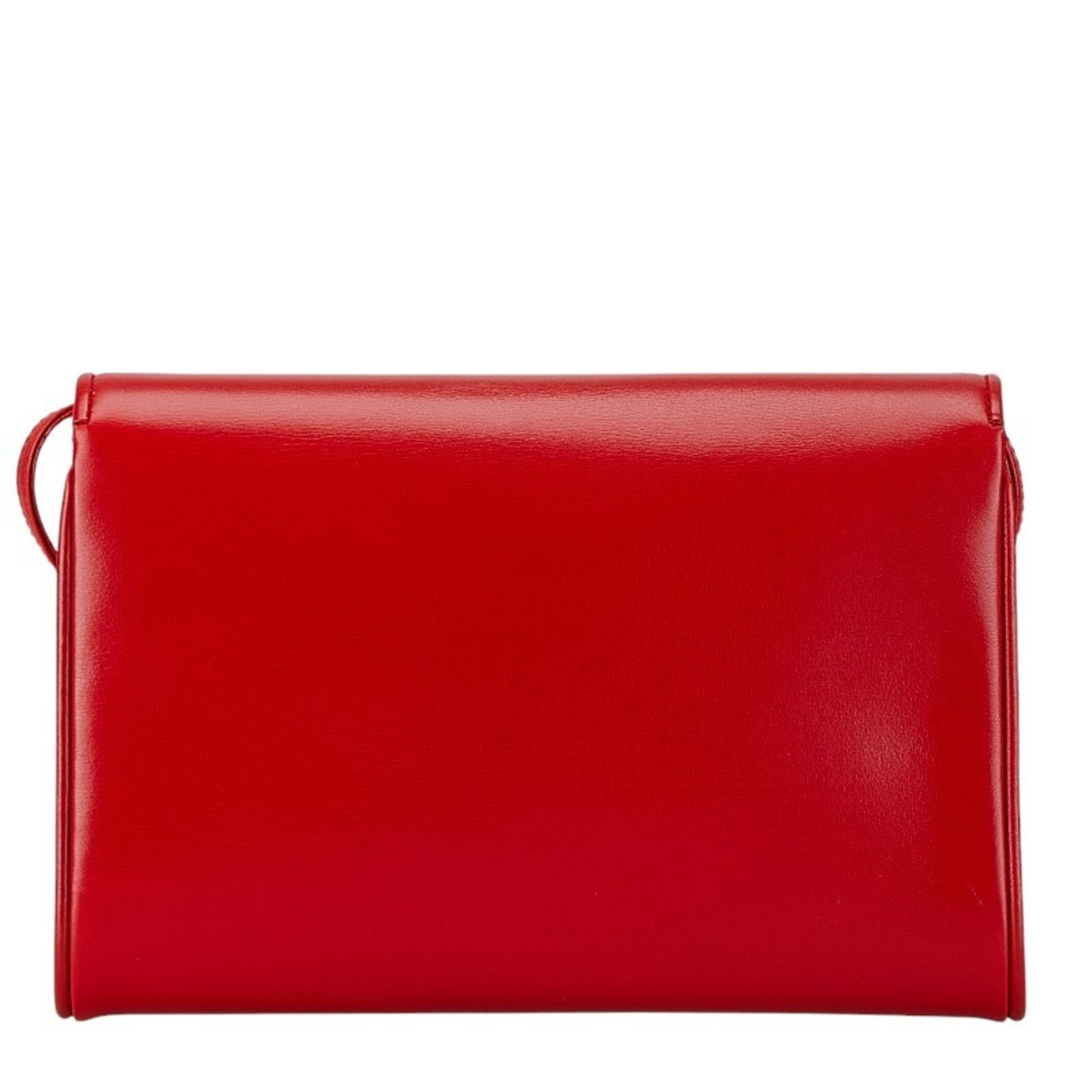 GUCCI Old Gucci Shoulder Bag 004 056 0002 Red Leather Women's