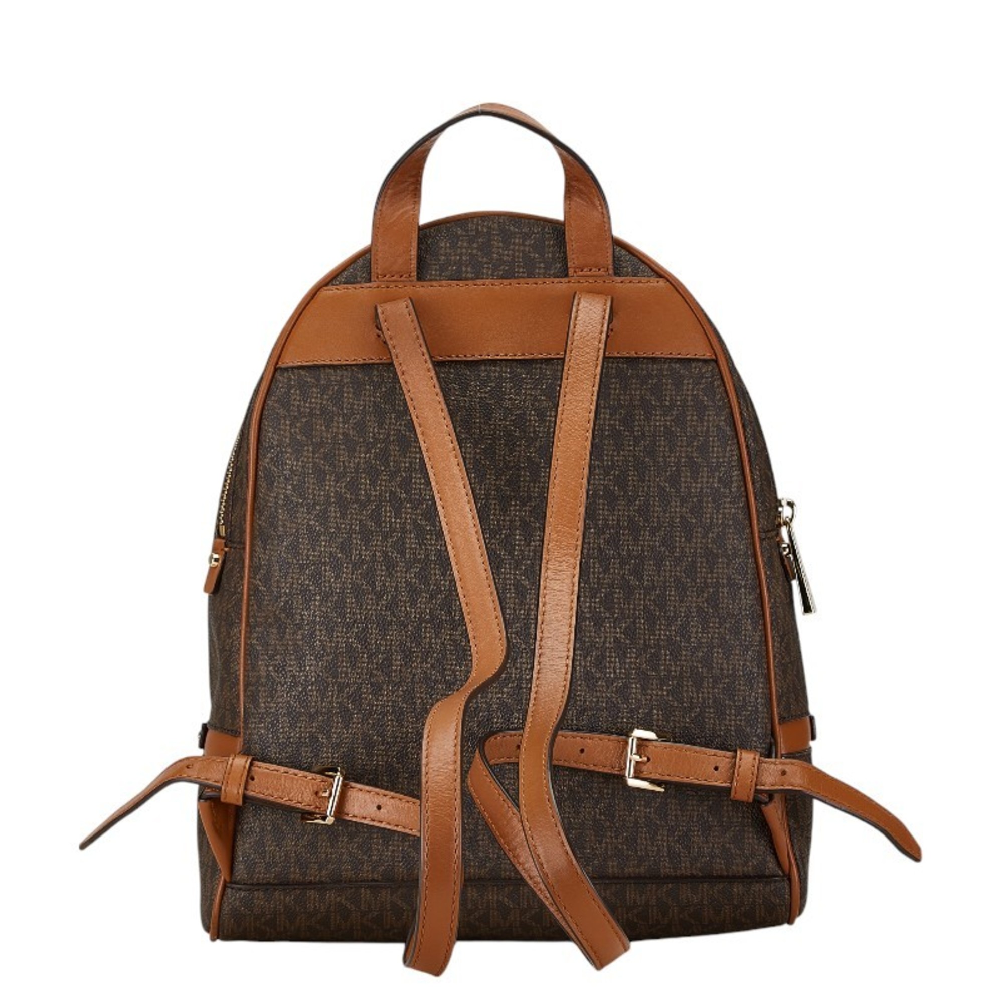 Michael Kors MK Monogram Backpack Brown PVC Leather Women's