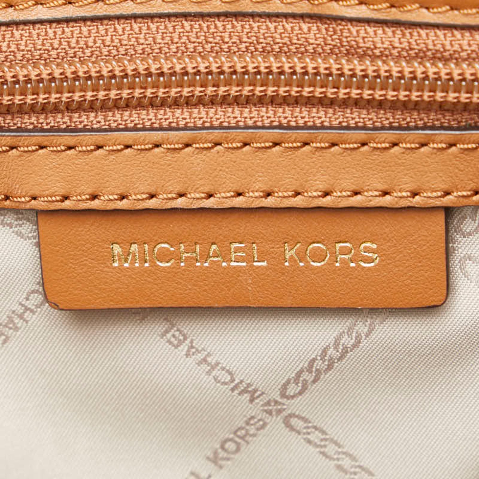 Michael Kors MK Monogram Backpack Brown PVC Leather Women's