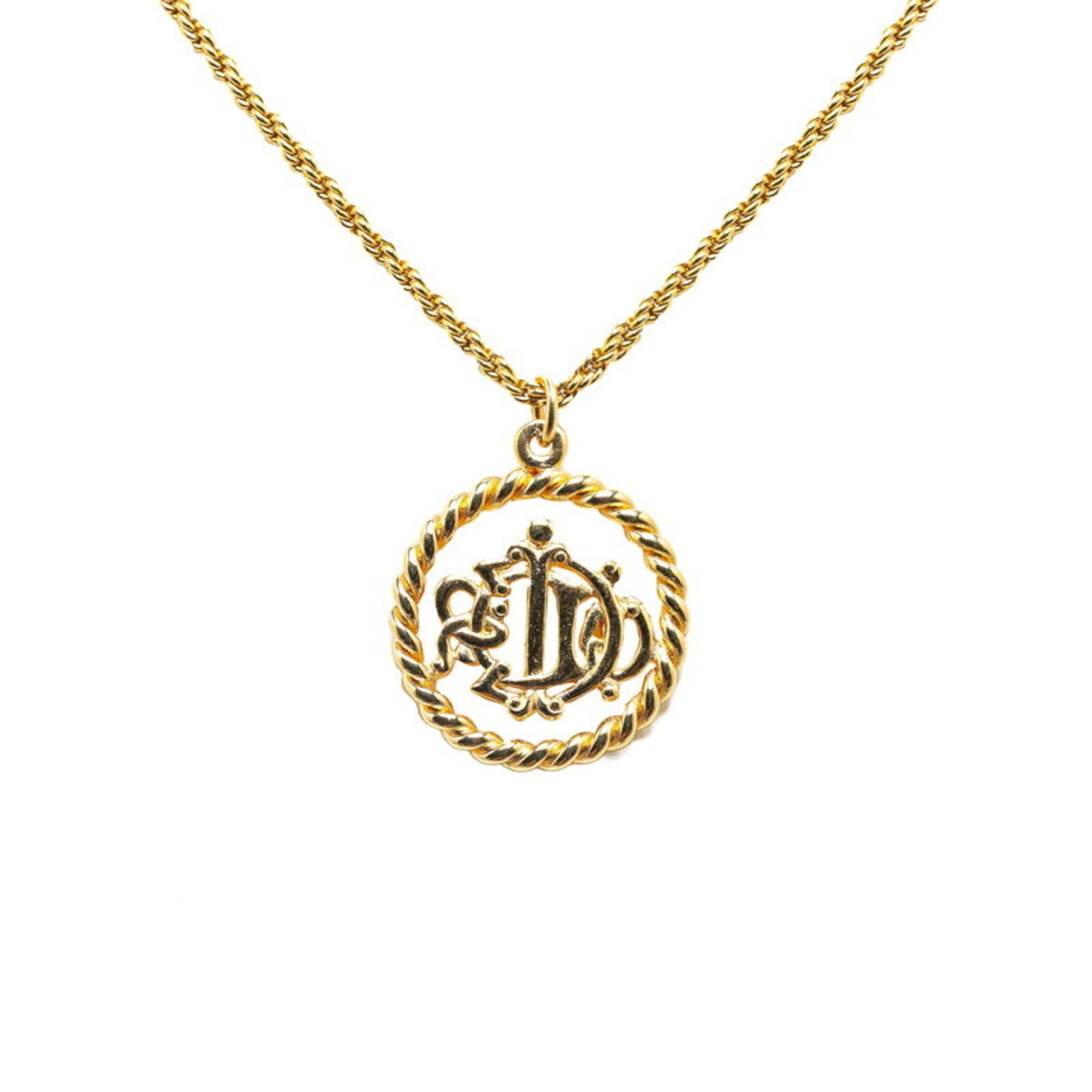 Christian Dior Dior Twist Round Necklace Gold Plated Women's