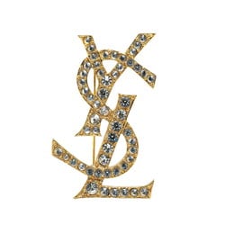 Yves Saint Laurent YSL Rhinestone Brooch Gold Plated Women's SAINT LAURENT