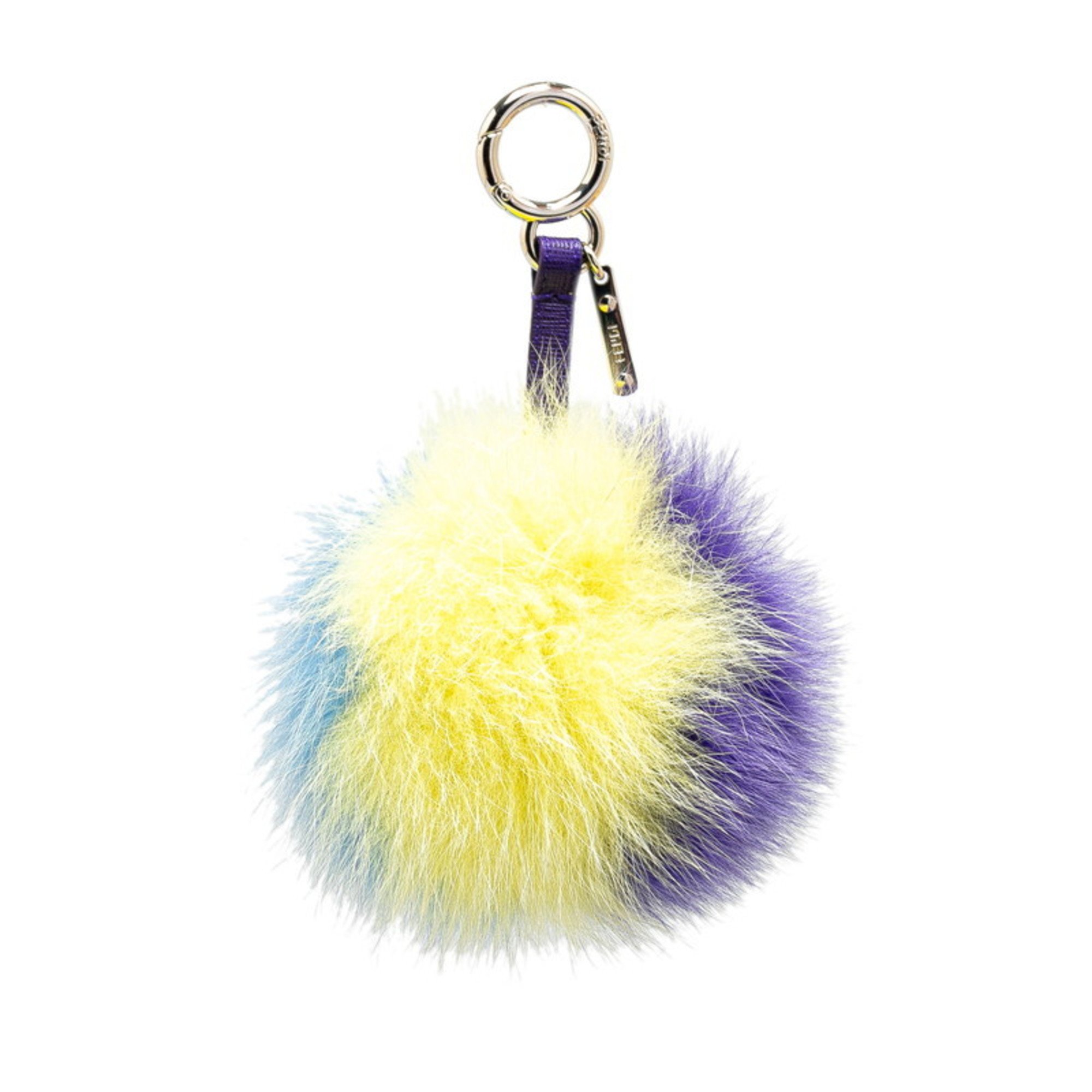 Fendi Bonbon Bag Charm Keychain Purple Yellow Blue Fur Leather Women's FENDI