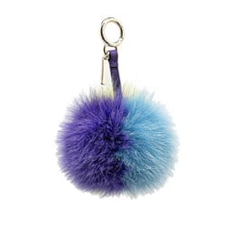 Fendi Bonbon Bag Charm Keychain Purple Yellow Blue Fur Leather Women's FENDI