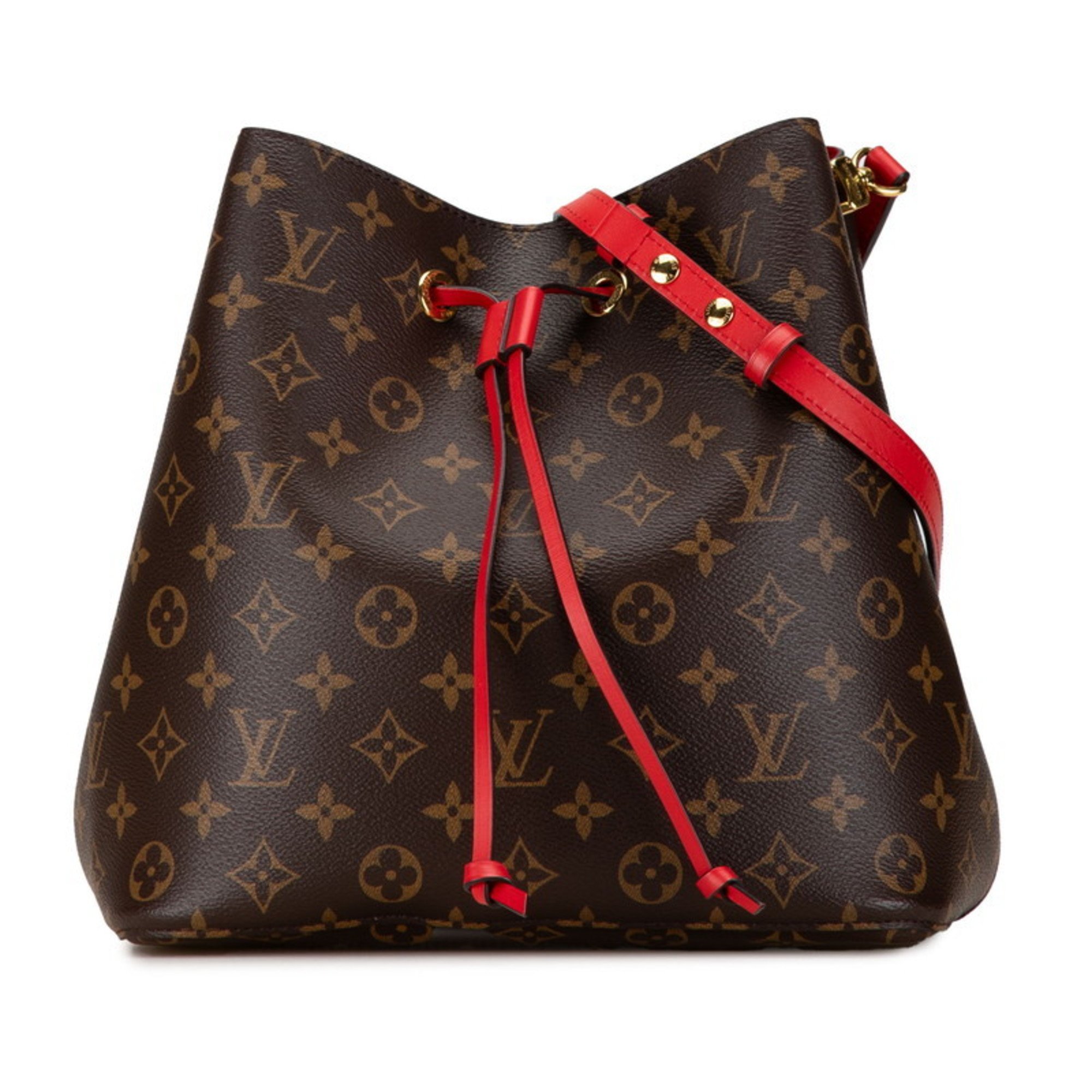 Louis Vuitton Monogram NeoNoe Shoulder Bag M44021 Coquelicot Red Brown PVC Leather Women's LOUIS VUITTON