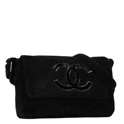 CHANEL Coco Mark Shoulder Bag Black Fur Women's