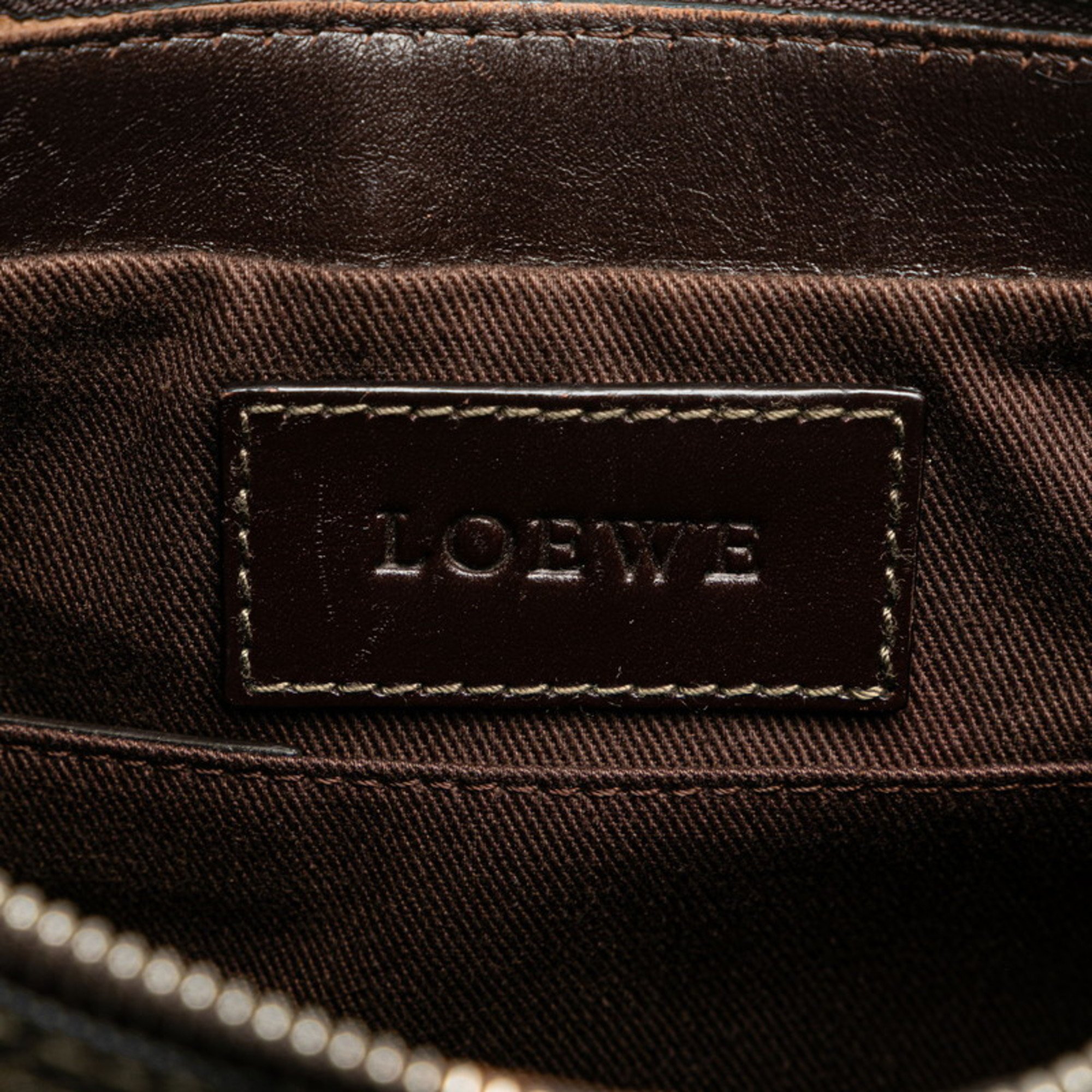 LOEWE Repeat Anagram Hobo Bag Handbag Brown PVC Leather Women's