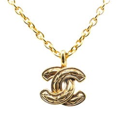 Chanel Matelasse Coco Mark Necklace Gold Plated Women's CHANEL