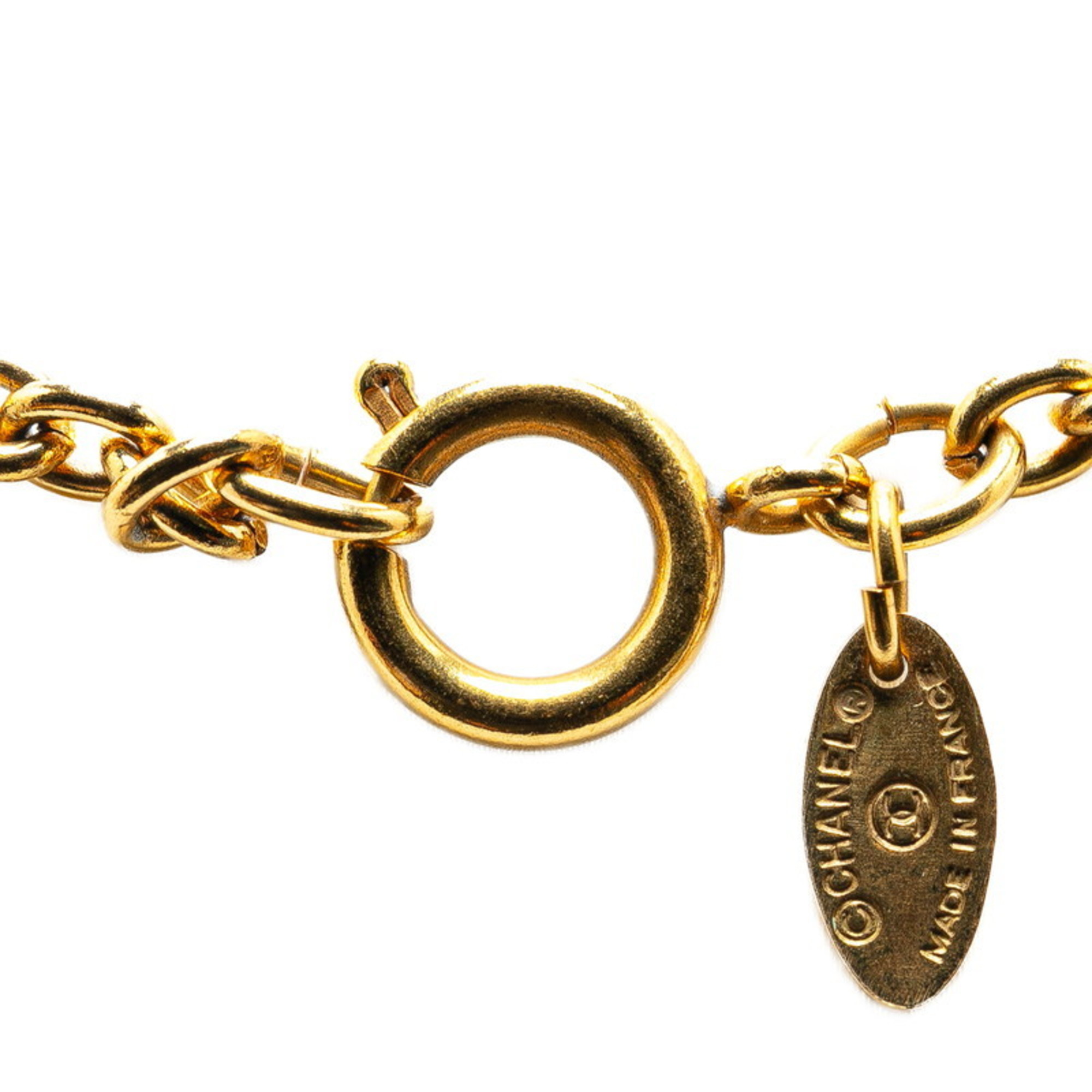 Chanel Matelasse Coco Mark Necklace Gold Plated Women's CHANEL