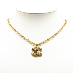 Chanel Matelasse Coco Mark Necklace Gold Plated Women's CHANEL