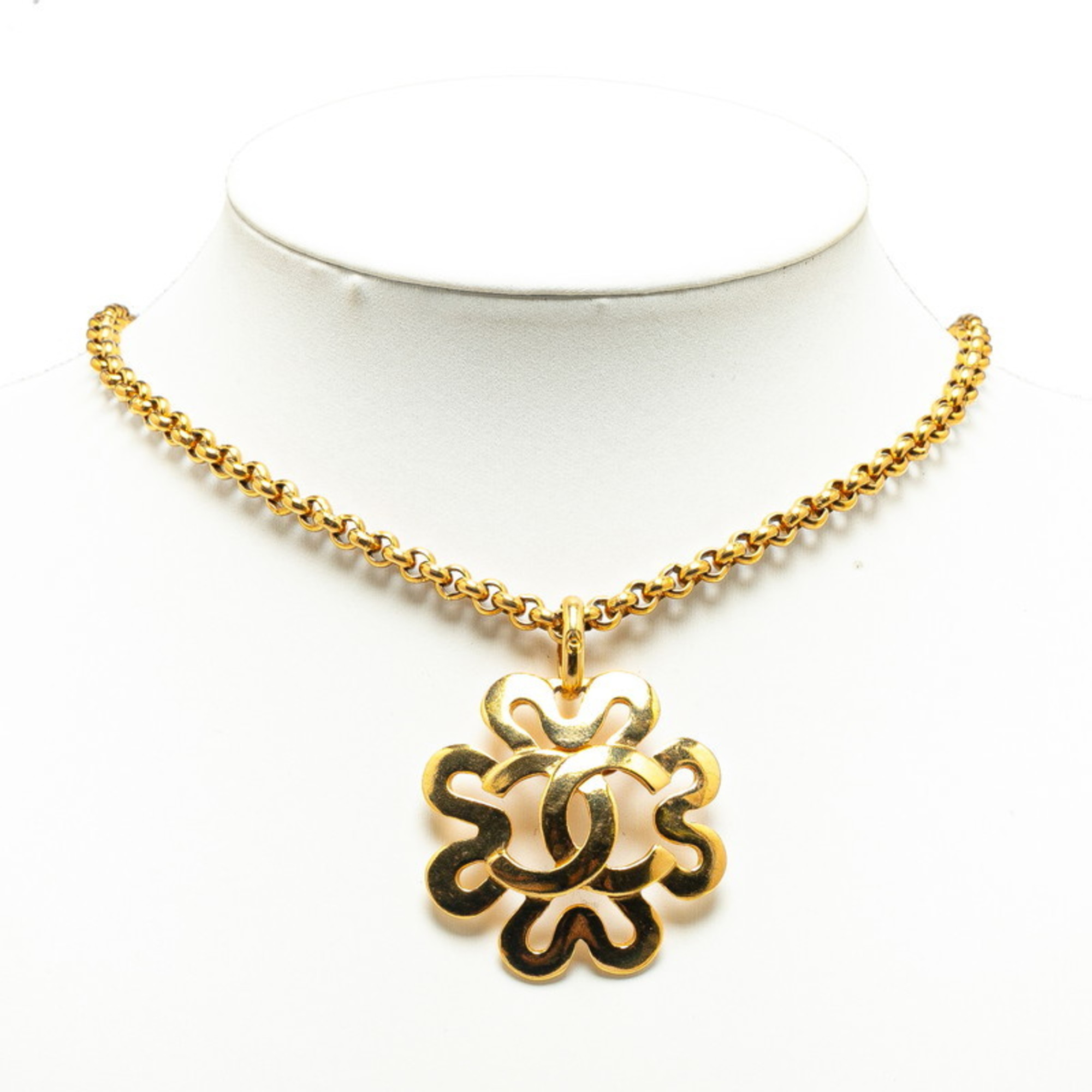 Chanel Coco Mark Aztec Chain Necklace Gold Plated Women's CHANEL