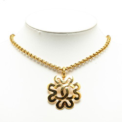 Chanel Coco Mark Aztec Chain Necklace Gold Plated Women's CHANEL