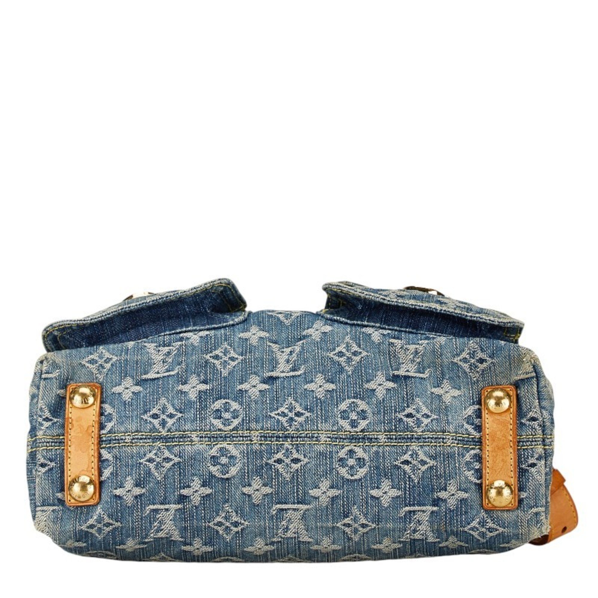 Louis Vuitton Monogram Denim Baggy PM Shoulder Bag M95049 Blue Leather Women's LOUIS VUITTON