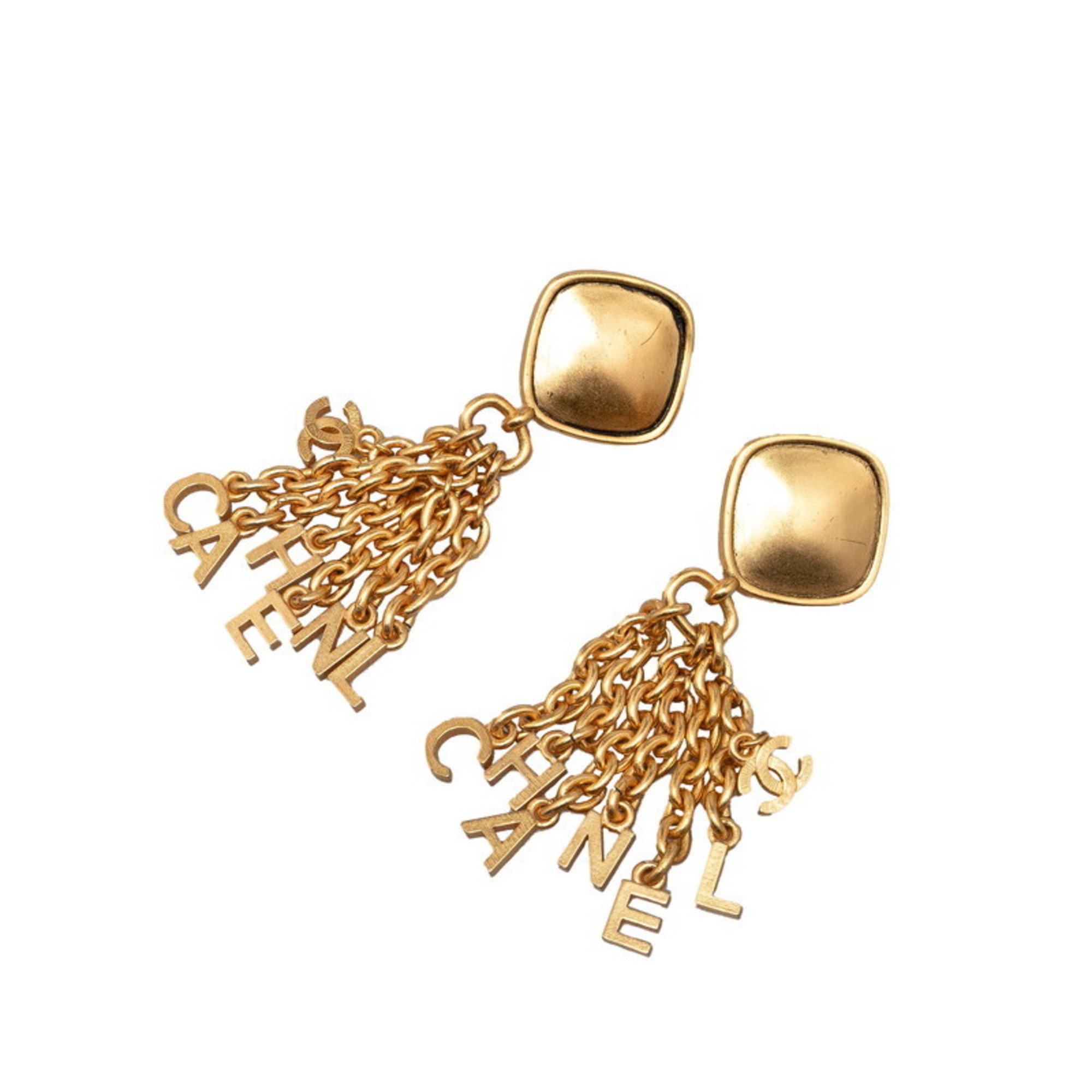 Chanel Coco Mark Earrings Gold Plated Women's CHANEL