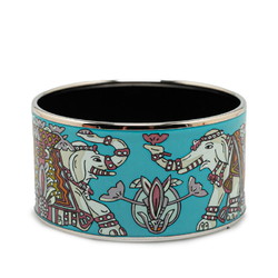 Hermes enamel TGM cloisonné elephant pattern bangle bracelet blue black metal women's HERMES