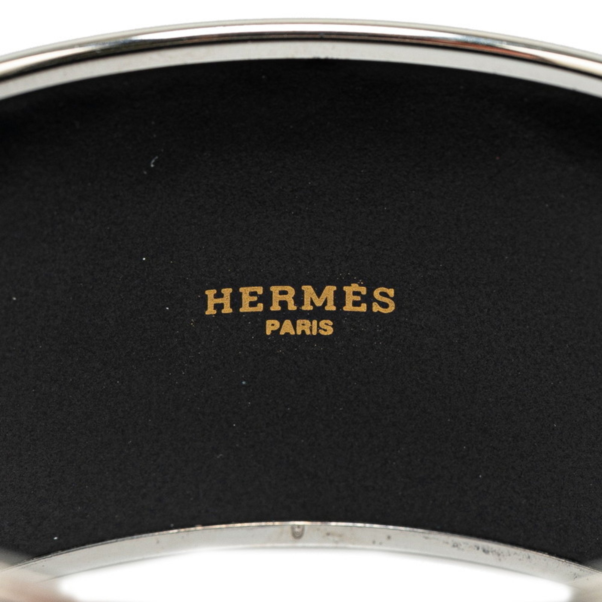 Hermes enamel TGM cloisonné elephant pattern bangle bracelet blue black metal women's HERMES